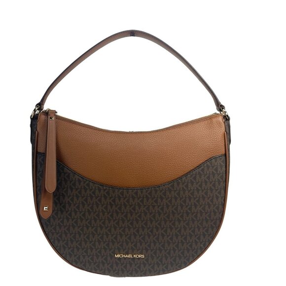 Michael Kors Handbags - NEW Michael Kors Large Dover Half Moon Crossbody Bag Brown PVC/Leather Shoulder